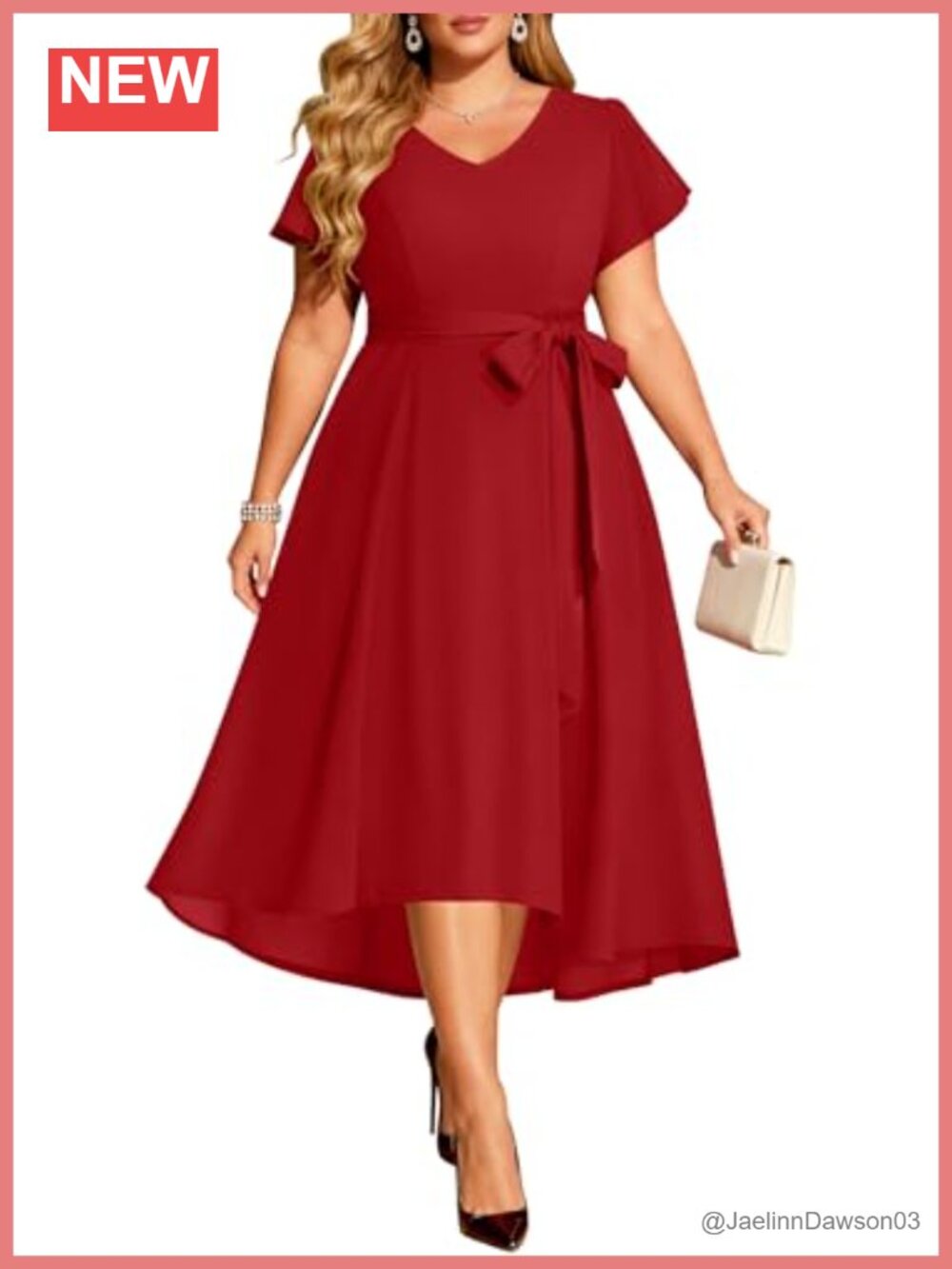 Plus Size High Low Ruffle Wedding Guest Cocktail Flowy Dress